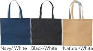 Colours Available for Davington Jute Contrast Promotional Tote Bag