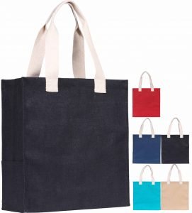 Dergate Promotional Tote Bags, an alternative to Davington Jute Promotional Tote Bag with Contrast Stripe, from The Notebook Warehouse.