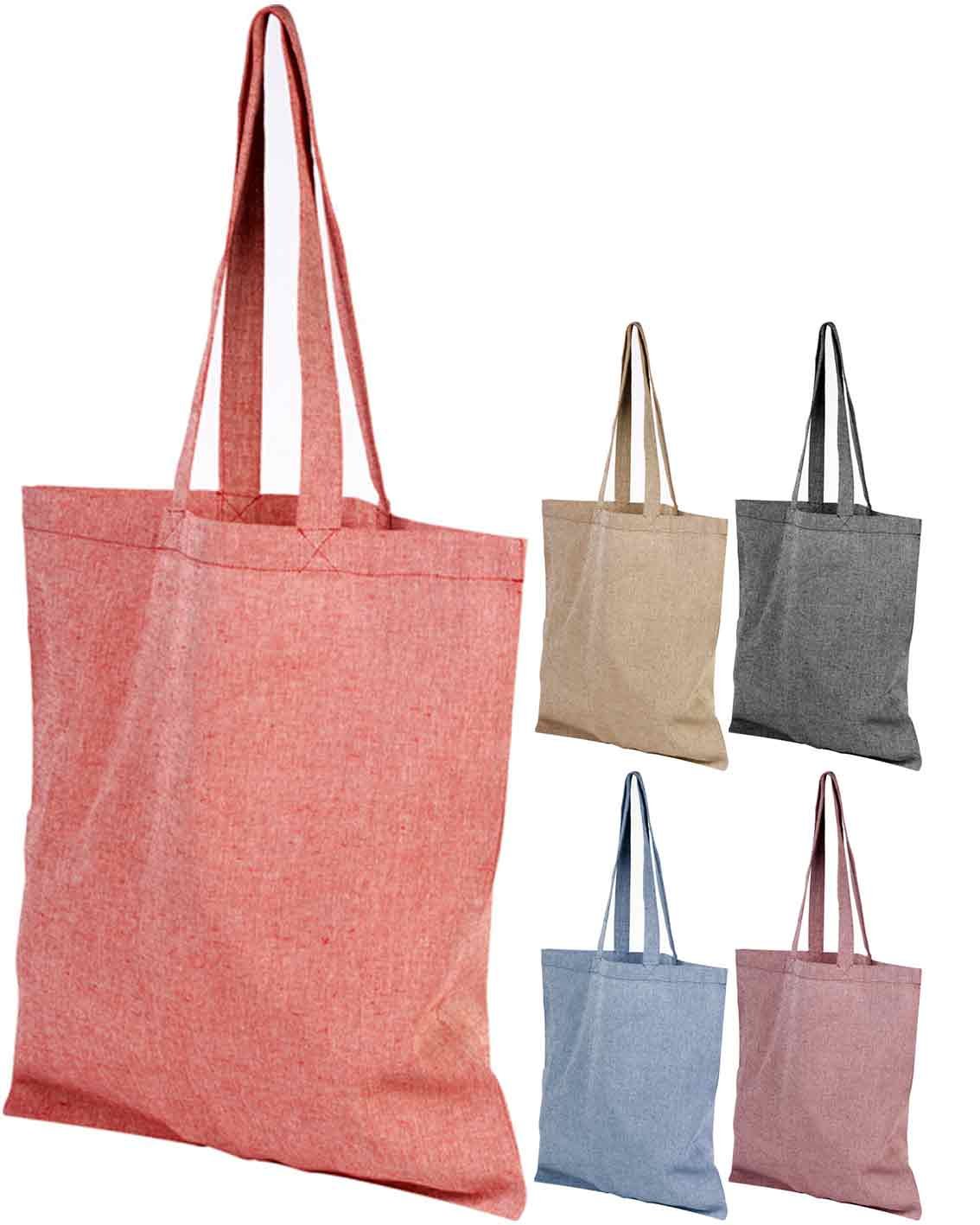 Group image of Pheebs Branded Recycled Tote Bags. Available in 5 Colours from The Promobag Warehouse
