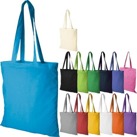 Group photo of Madras Promotional Tote Bags showing colours available from The Promobag Warehouse